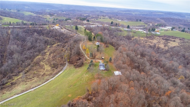 birds eye view of property featuring a rural view