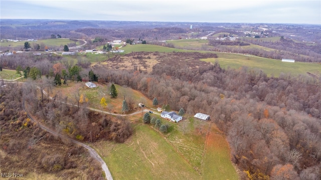 aerial view with a rural view