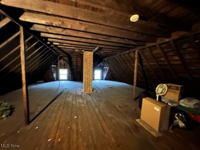 view of unfinished attic