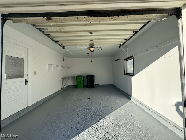 garage with a garage door opener