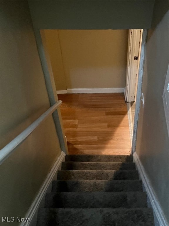 stairway with wood-type flooring