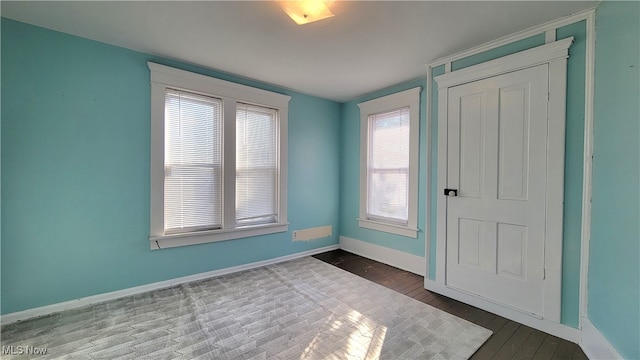 entryway with a wealth of natural light and wood-type flooring