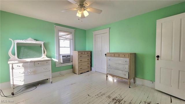 119 Euclid Pl, Marietta, OH 45750 - bedroom featuring hardwood / wood-style flooring, cooling unit, and ceiling fan