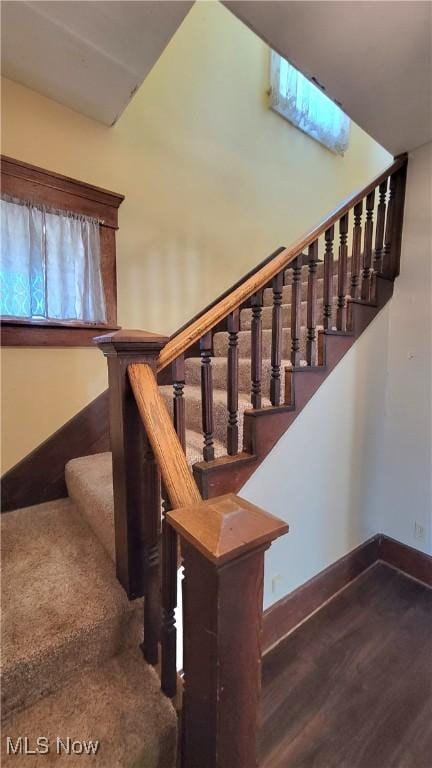 119 Euclid Pl, Marietta, OH 45750 - staircase featuring baseboards and wood finished floors