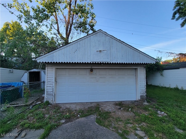 view of garage