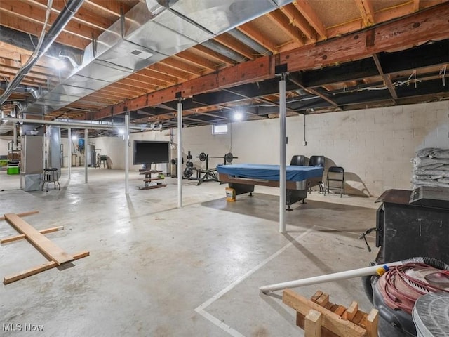 basement with billiards