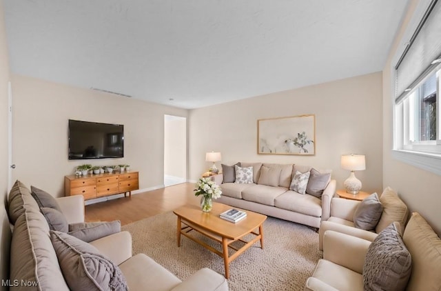 living room with hardwood / wood-style floors