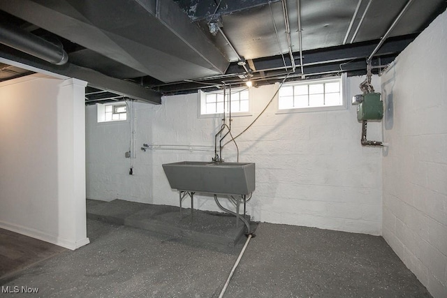 basement with sink