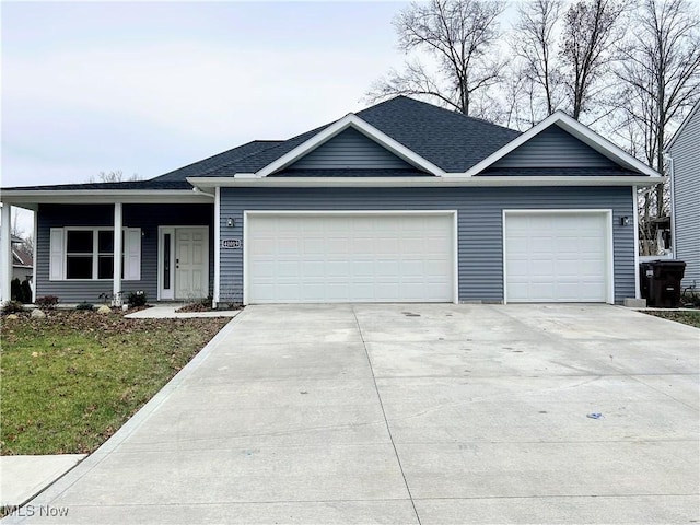 single story home with a garage