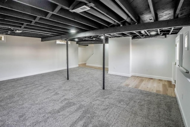 basement featuring carpet