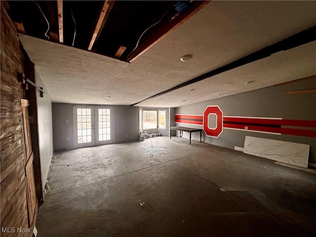 garage featuring french doors