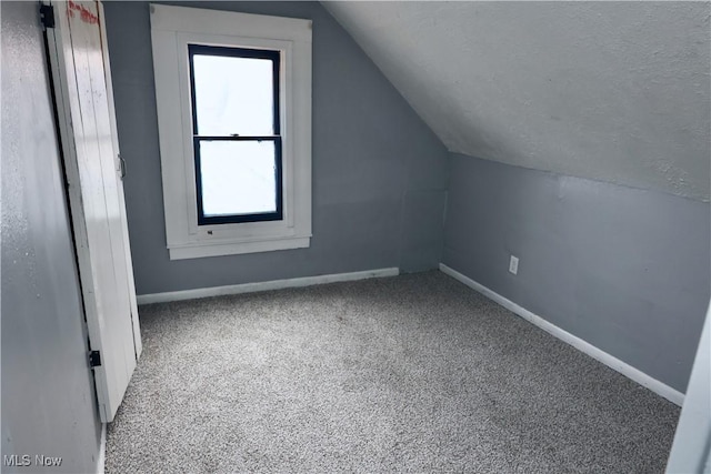 additional living space featuring carpet and lofted ceiling