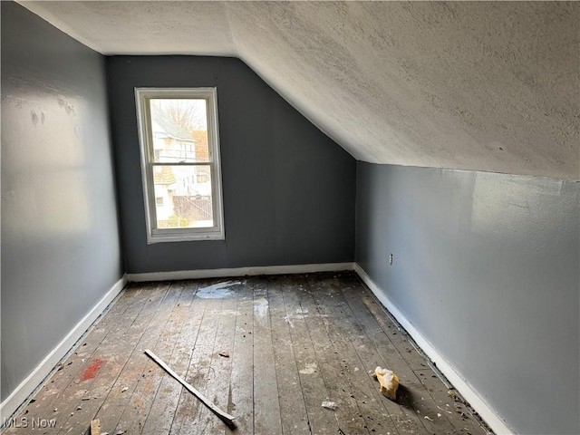 additional living space featuring wood-type flooring and vaulted ceiling