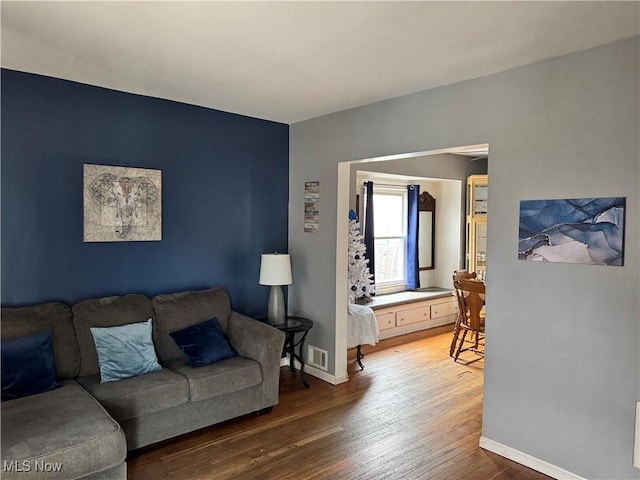 living room featuring hardwood / wood-style flooring