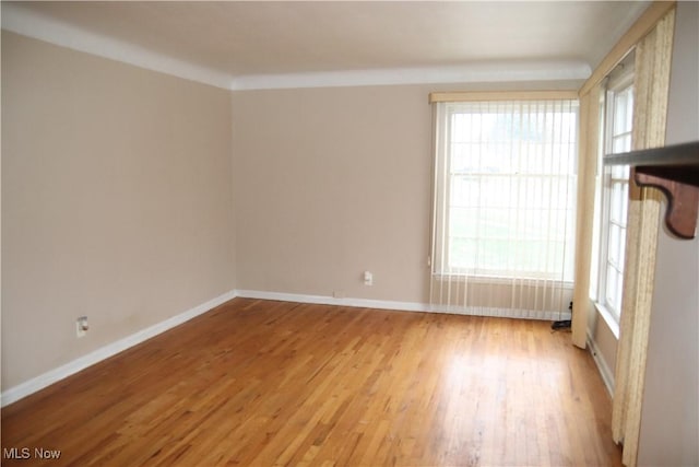 spare room with light hardwood / wood-style floors