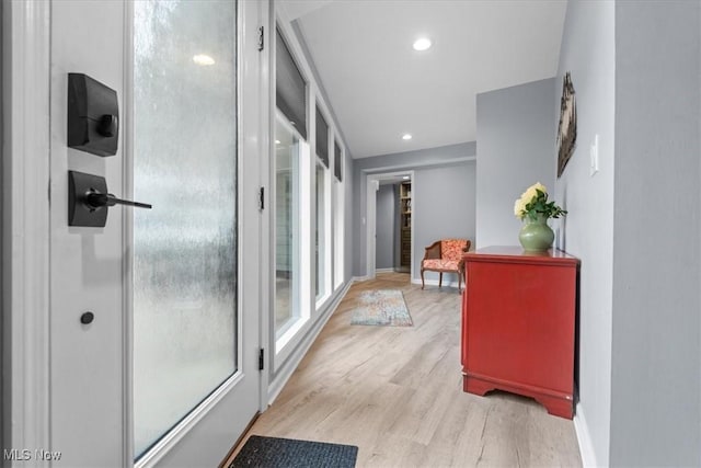 hall featuring light wood-type flooring