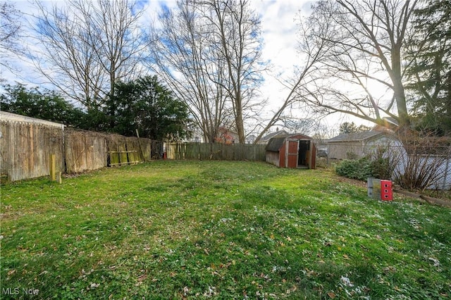 view of yard with a shed