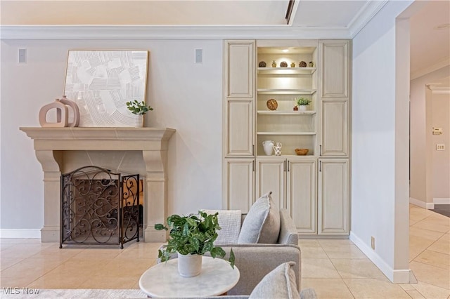 interior space featuring ornamental molding