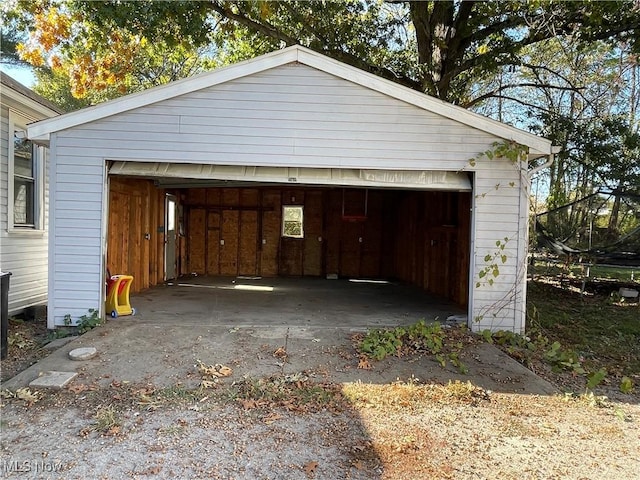 view of garage