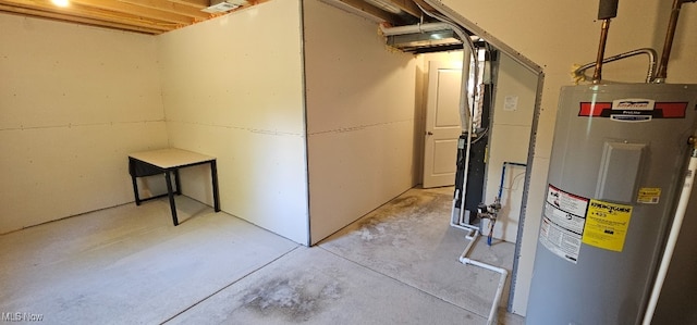 basement with water heater