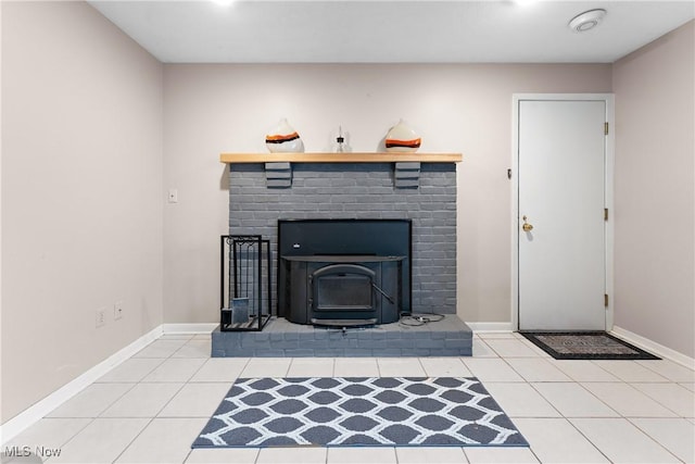 interior details with a wood stove