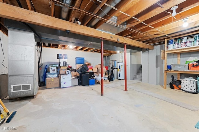 basement with water heater