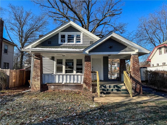 bungalow-style home featuring covered porch