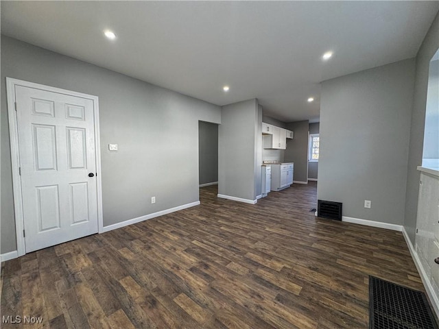 unfurnished living room featuring dark hardwood / wood-style flooring