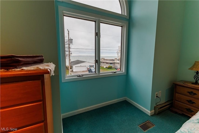 bedroom with carpet flooring and multiple windows