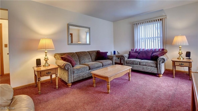 living room with carpet flooring