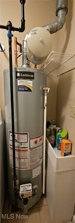 utility room featuring water heater