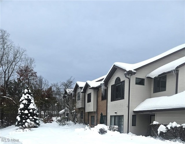 view of snow covered exterior