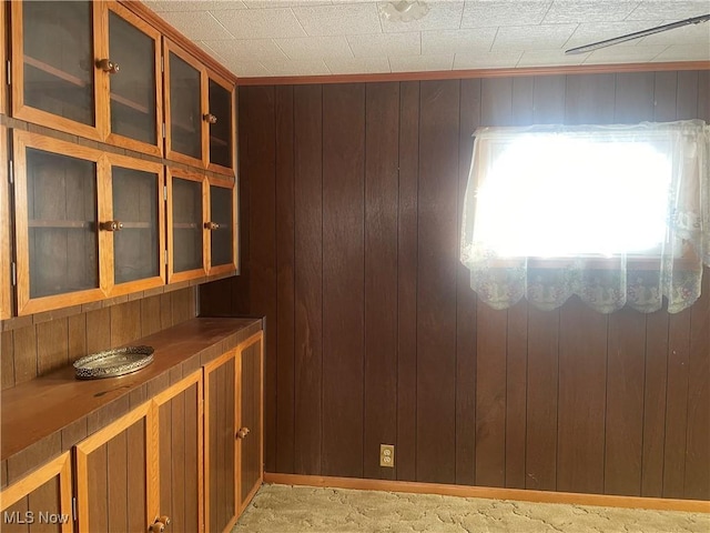 empty room featuring wooden walls