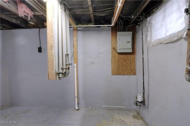 basement with electric panel