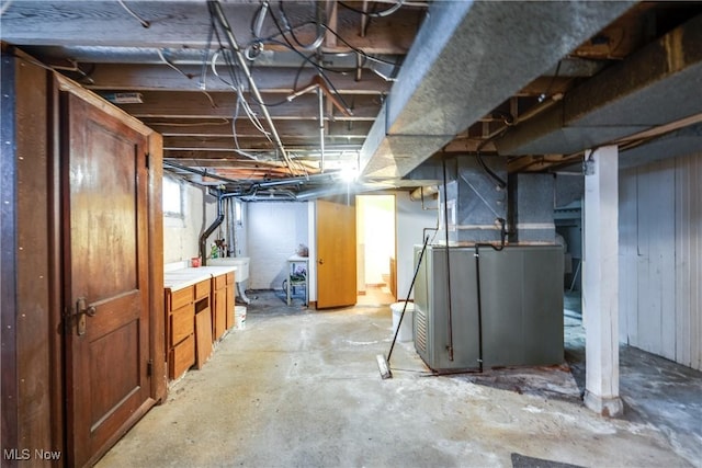 basement with sink