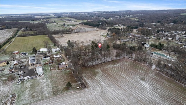 drone / aerial view featuring a rural view