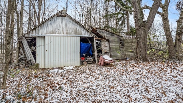 view of snow covered structure