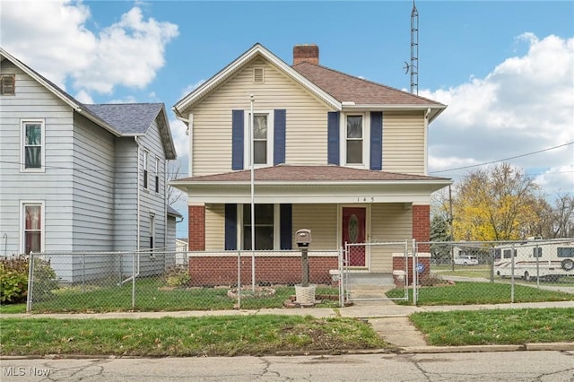 view of front facade featuring covered porch