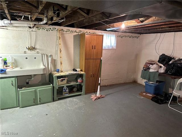 basement with sink