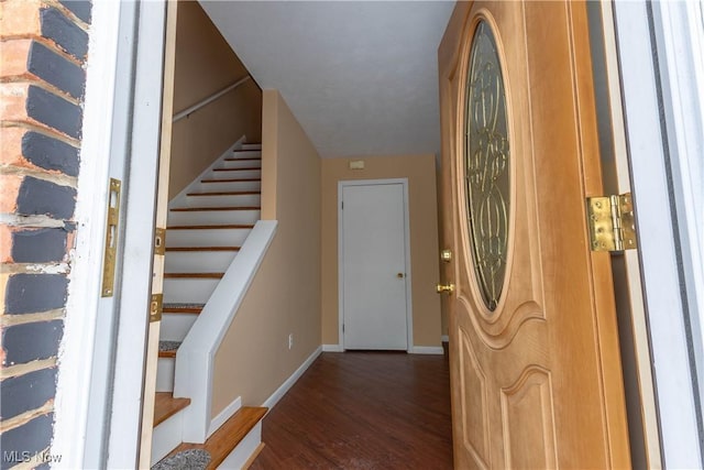 foyer with dark hardwood / wood-style flooring