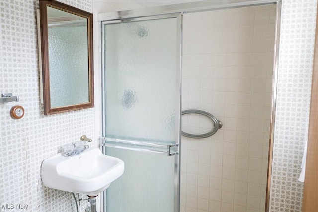 bathroom featuring walk in shower