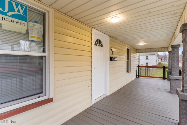 deck featuring a porch