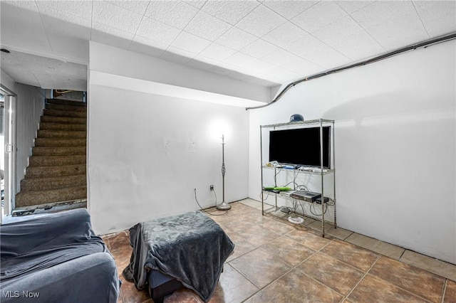 view of tiled living room