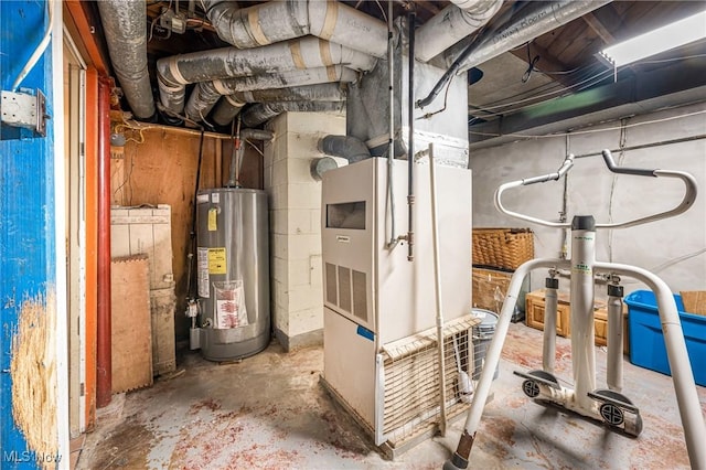 utility room with gas water heater