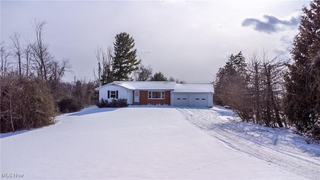 single story home with a garage