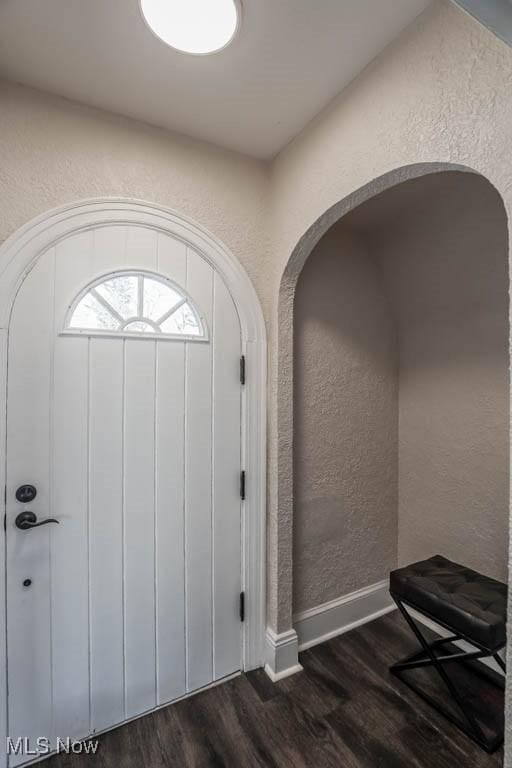 foyer with dark hardwood / wood-style flooring