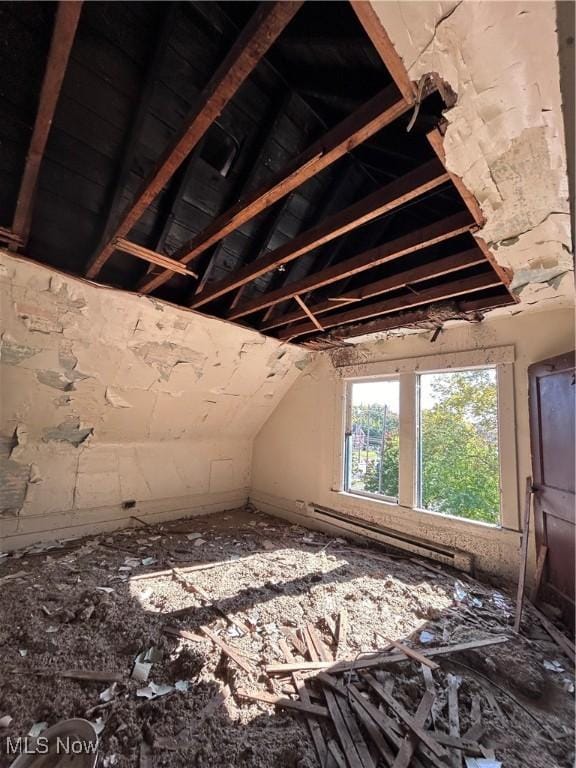 attic with a baseboard radiator