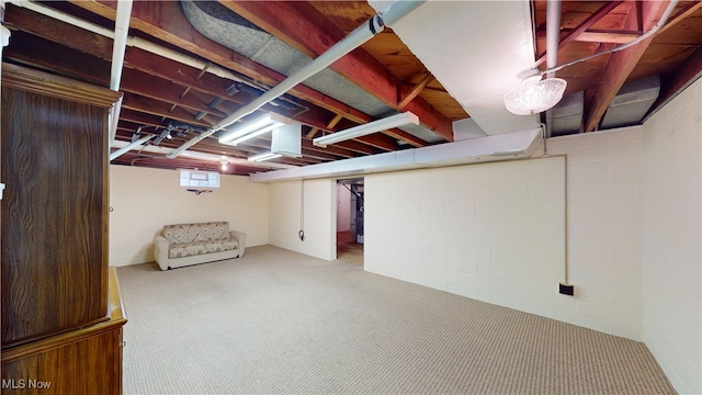 basement with carpet