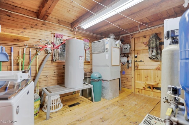 utility room with water heater