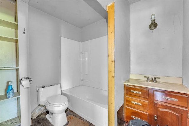 full bathroom featuring vanity, toilet, and tub / shower combination